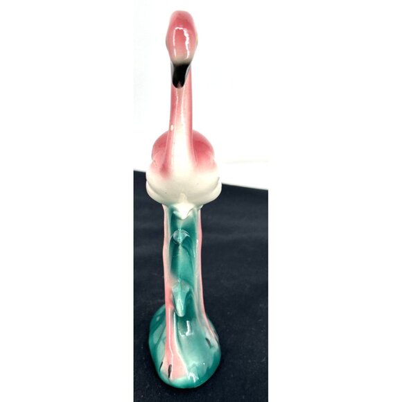 Flamingo Figurine Pink Ceramic 8" Mid Century 1950's Glossy Art Deco Vintage - Picture 2 of 7